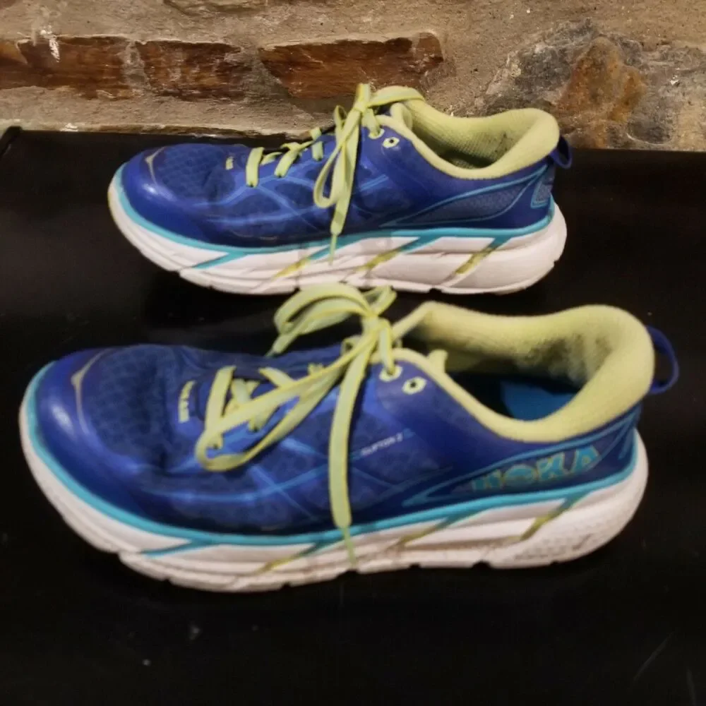 Hoka One One Clifton 2 Running Shoes Women’s Size 10 Blue Yellow